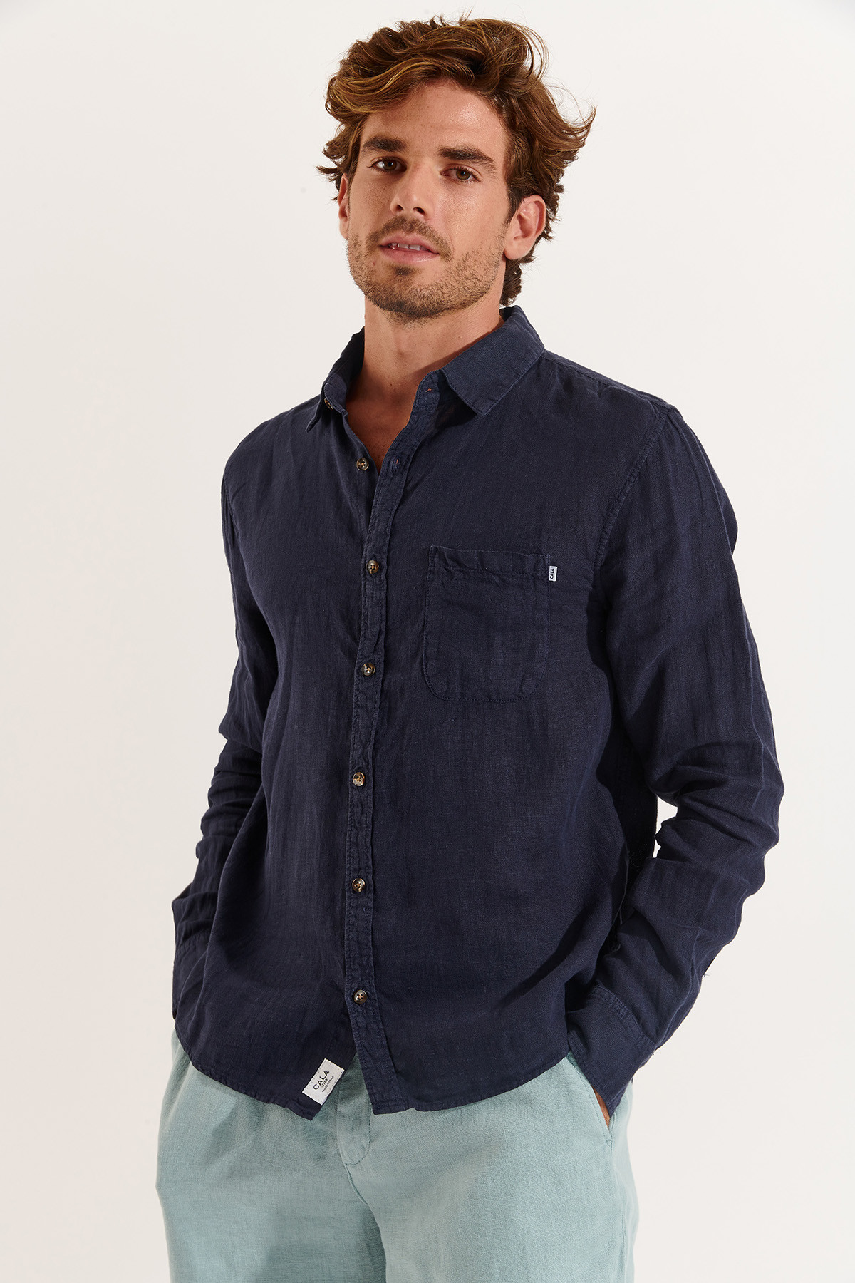 Chemise Marine en lin Chemiseml Lindye   - 2