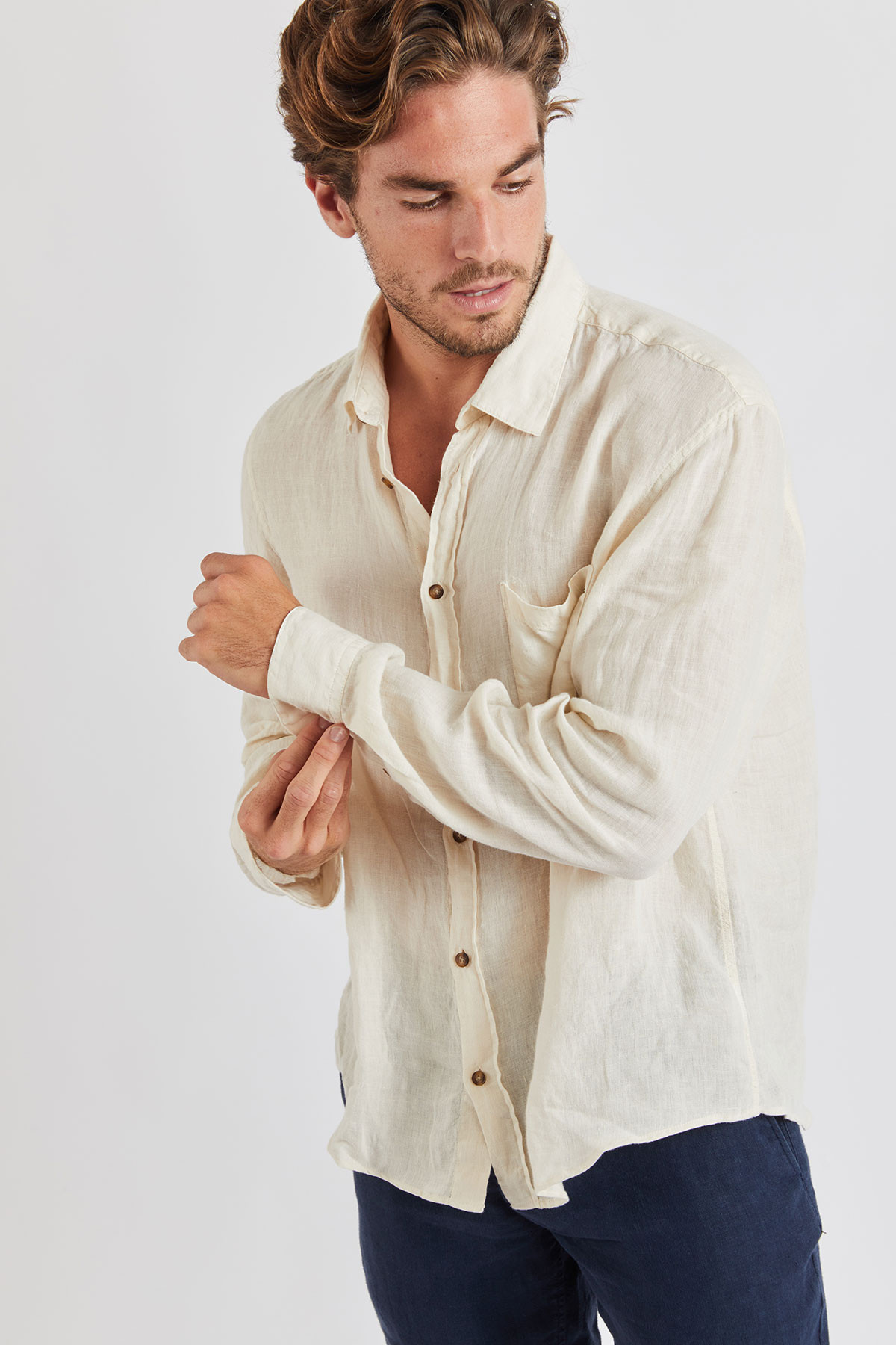 Chemise Beige en lin Chemiseml Lindye - 1