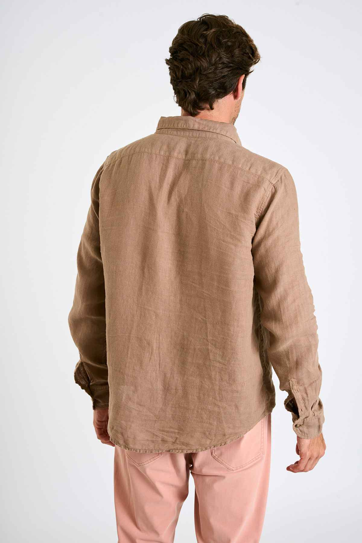 Chemise en lin taupe CHEMISEML LINDYE - 4