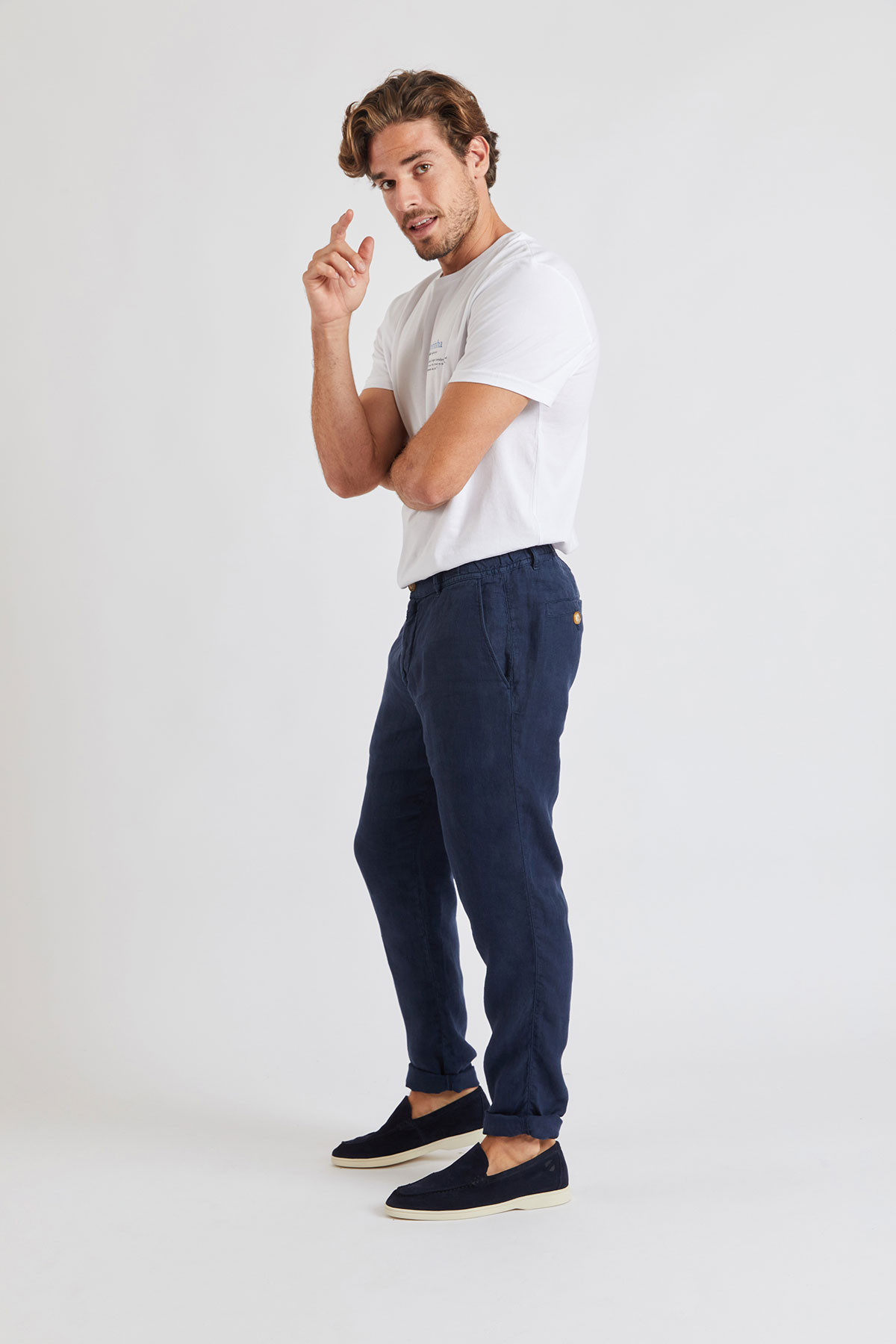 Pantalon Marine en lin Chino Lindye - 0