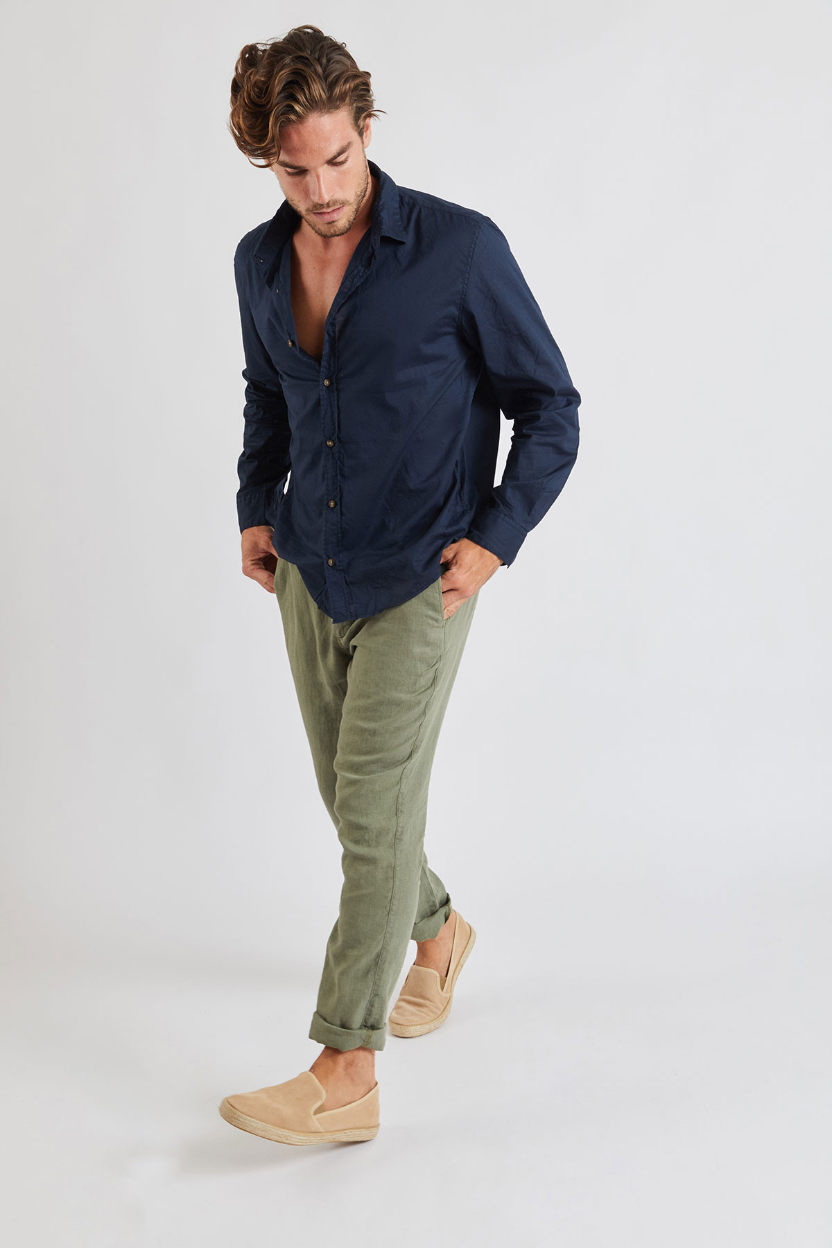 Pantalon Kaki en lin Chino Lindye - 4