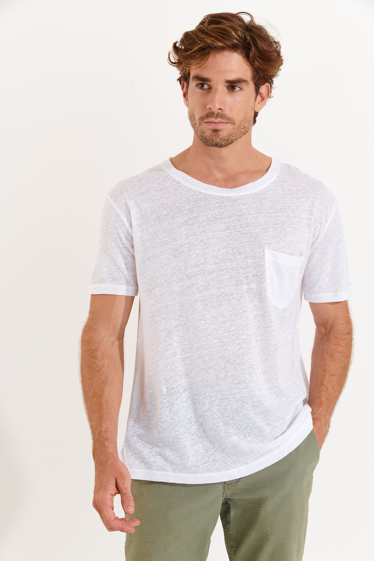 Tshirt en lin blanc Collection Homme CYRIL LIN   - 0