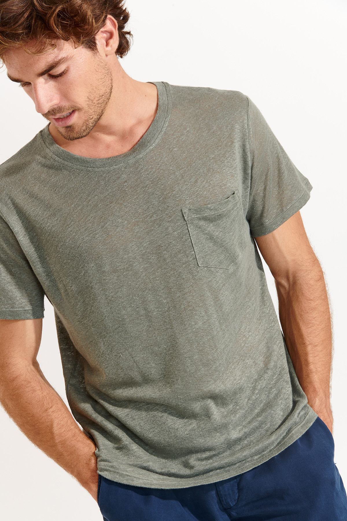 Tshirt en lin kaki Collection Homme CYRIL LIN - 2