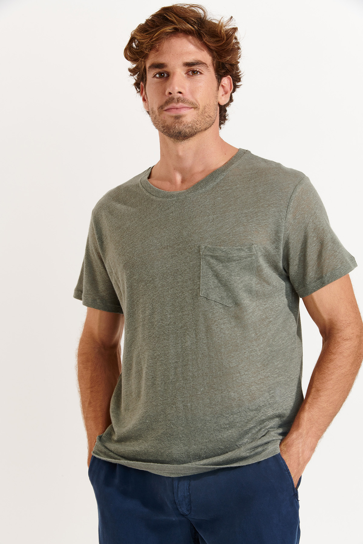 Tshirt en lin kaki Collection Homme CYRIL LIN - 3