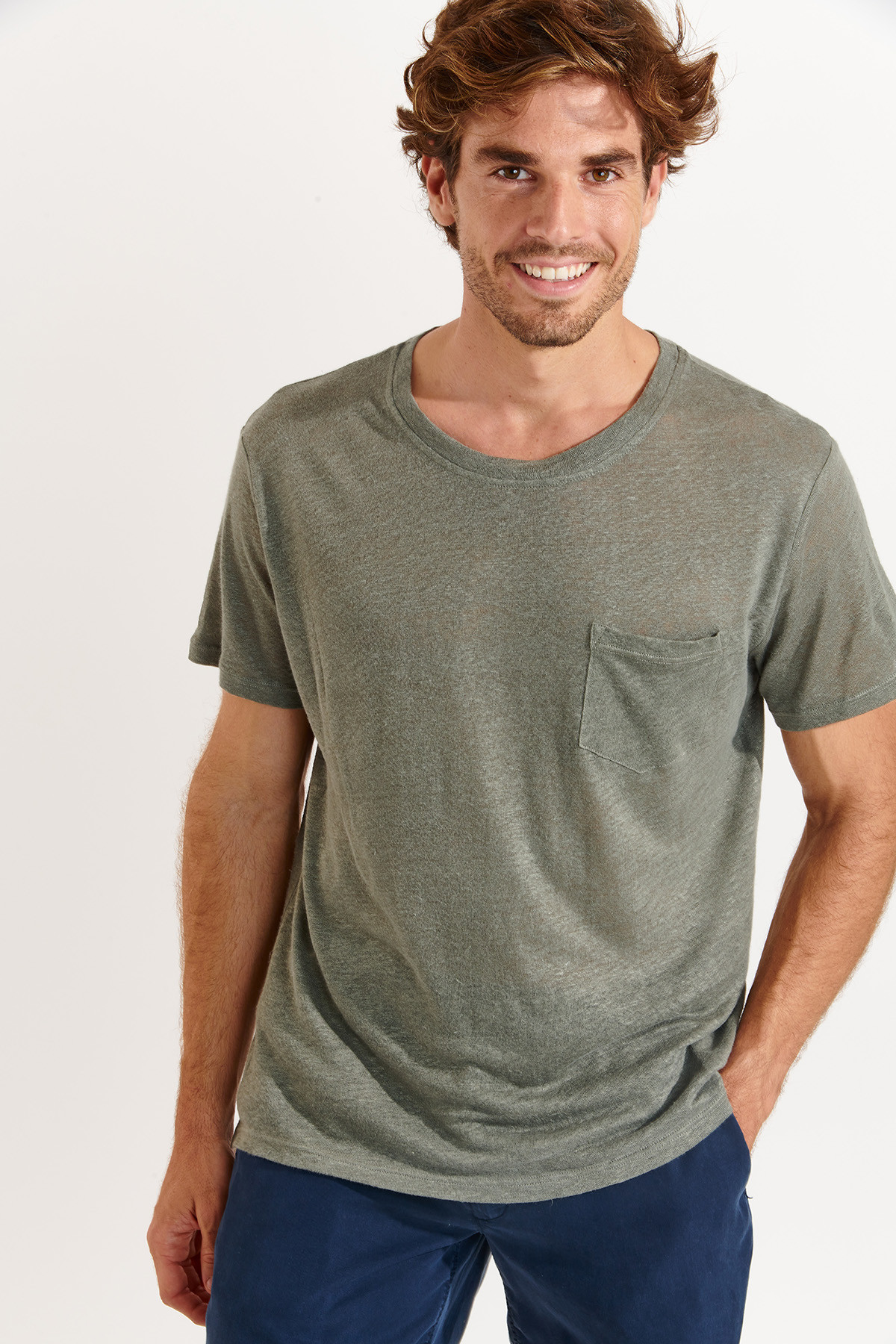 Tshirt en lin kaki Collection Homme CYRIL LIN - 4