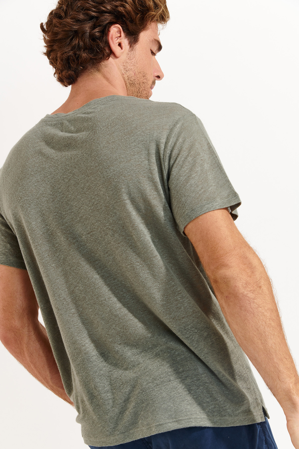 Tshirt en lin kaki Collection Homme CYRIL LIN - 5