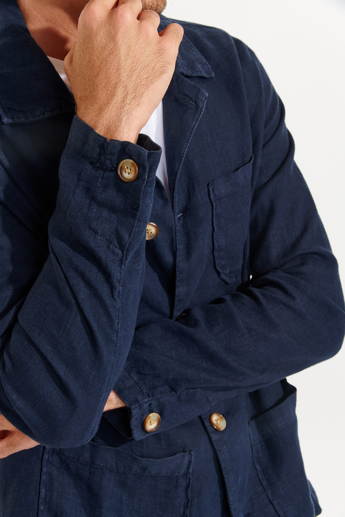 Veste bleu marine en lin Olivier Lindye - 2