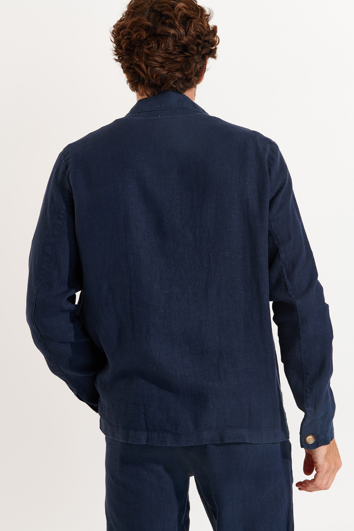 Veste bleu marine en lin Olivier Lindye - 6