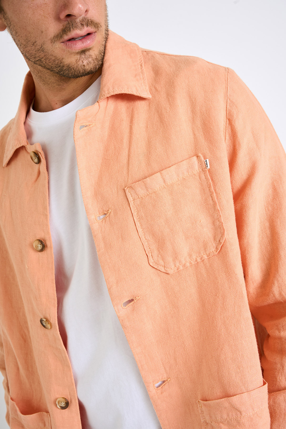 Veste en lin corail OLIVIER LINDYE - 3