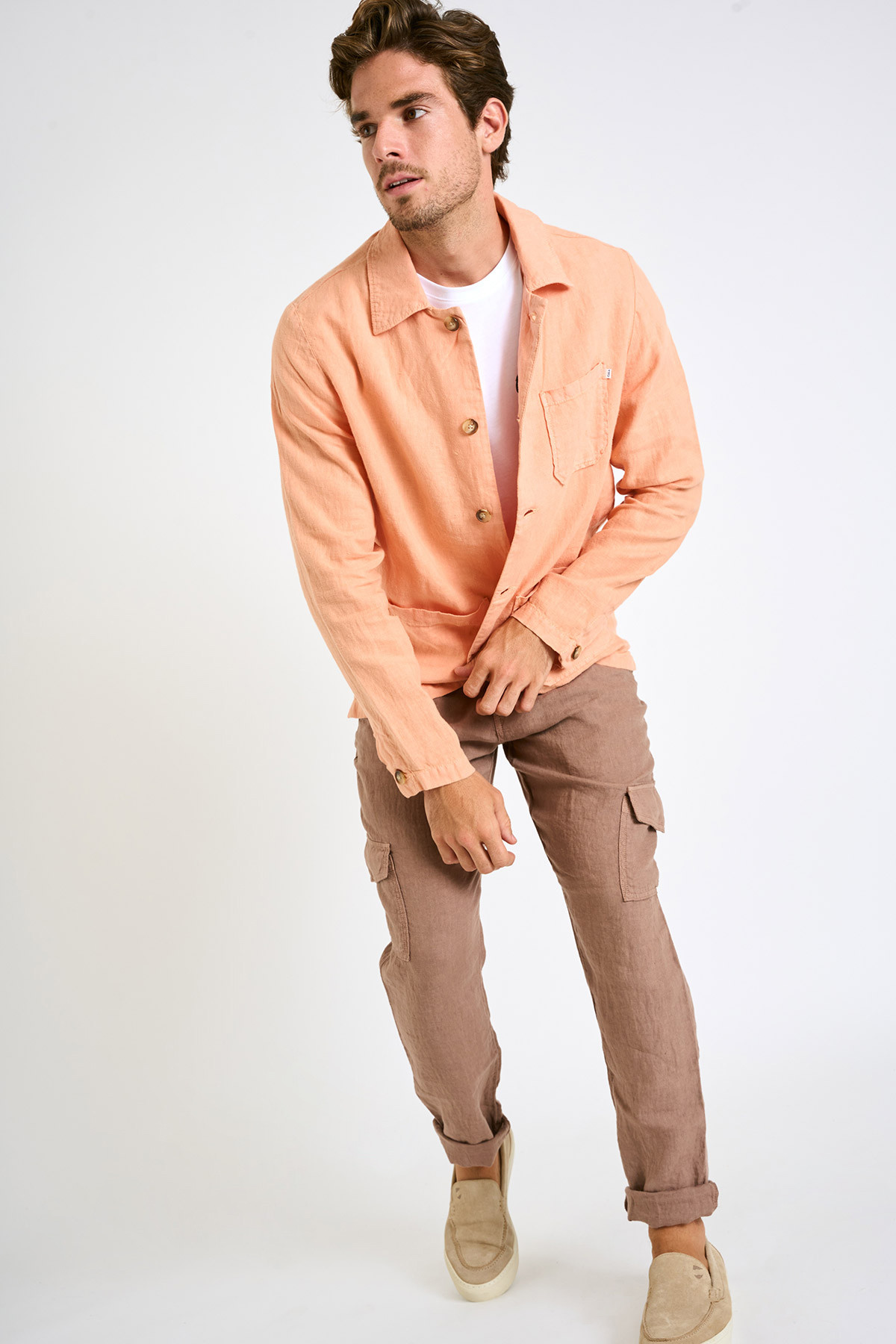 Veste en lin corail OLIVIER LINDYE - 4