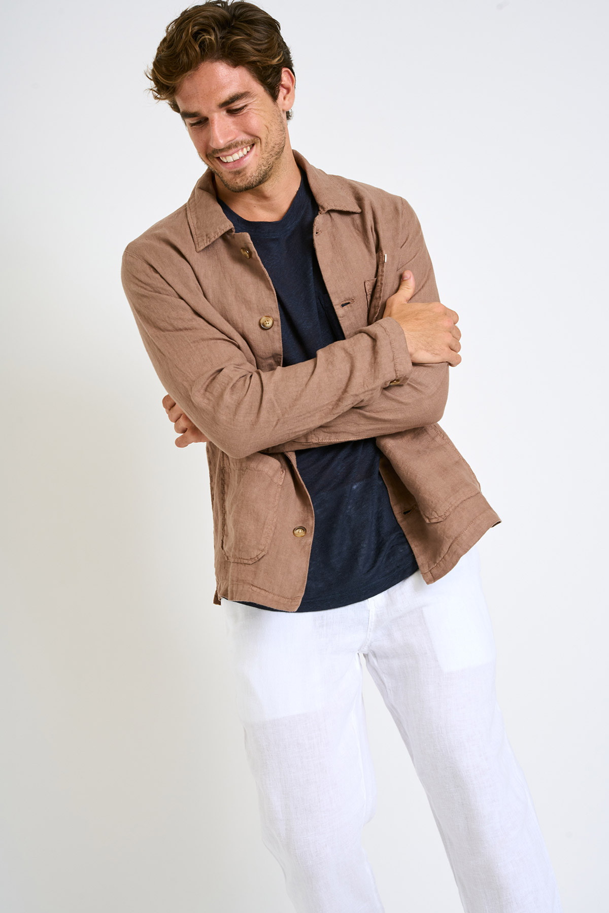 Veste en lin taupe OLIVIER LINDYE - 0