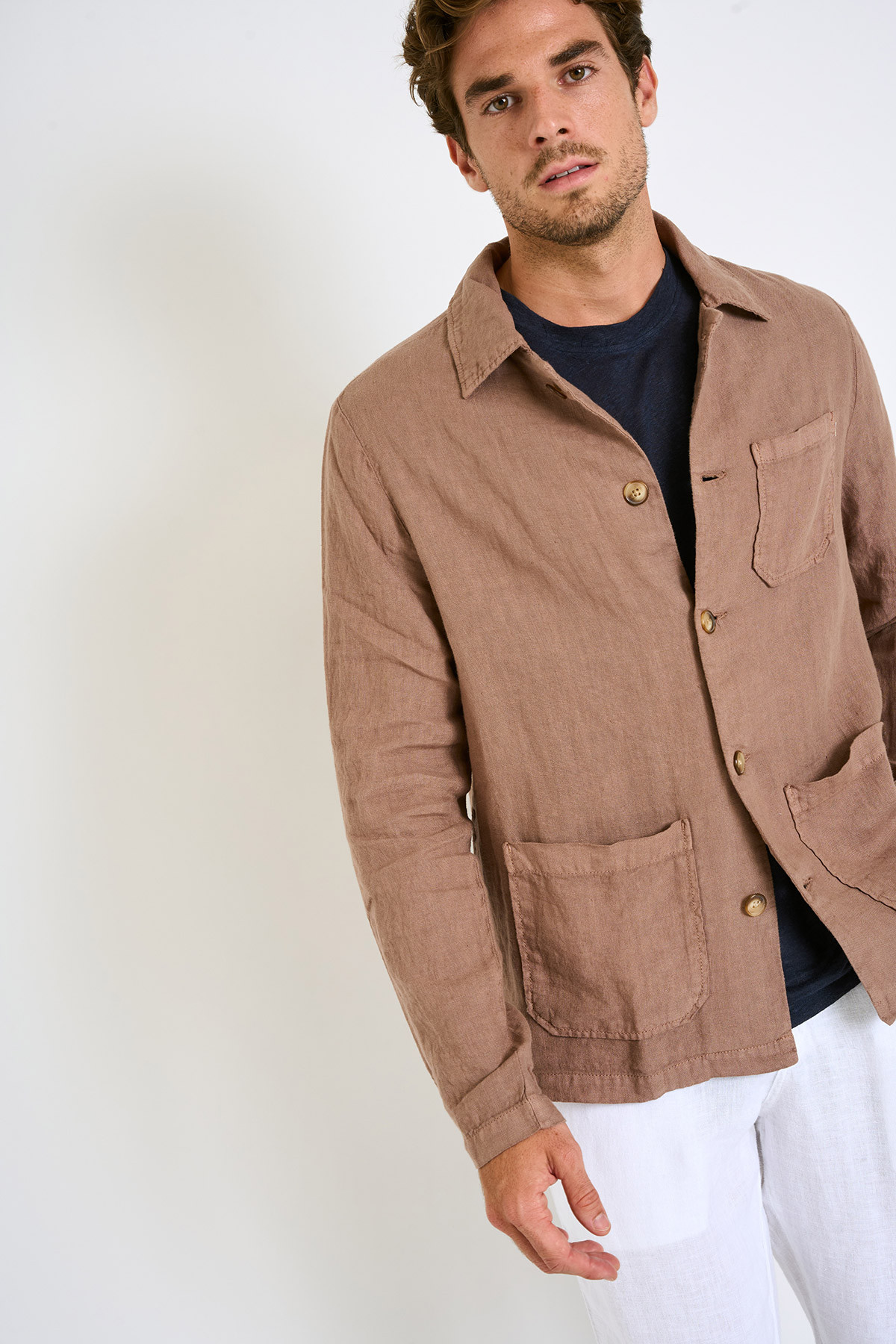 Veste en lin taupe OLIVIER LINDYE - 2