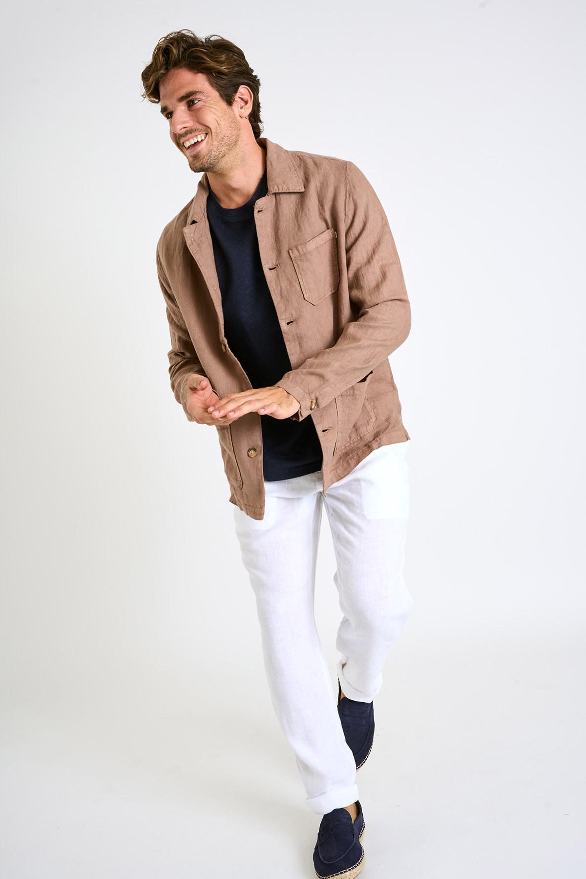 Veste en lin taupe OLIVIER LINDYE - 3