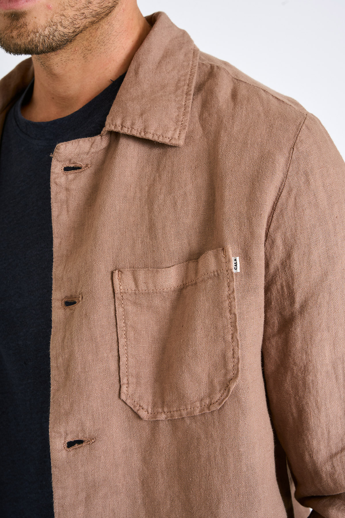 Veste en lin taupe OLIVIER LINDYE - 4