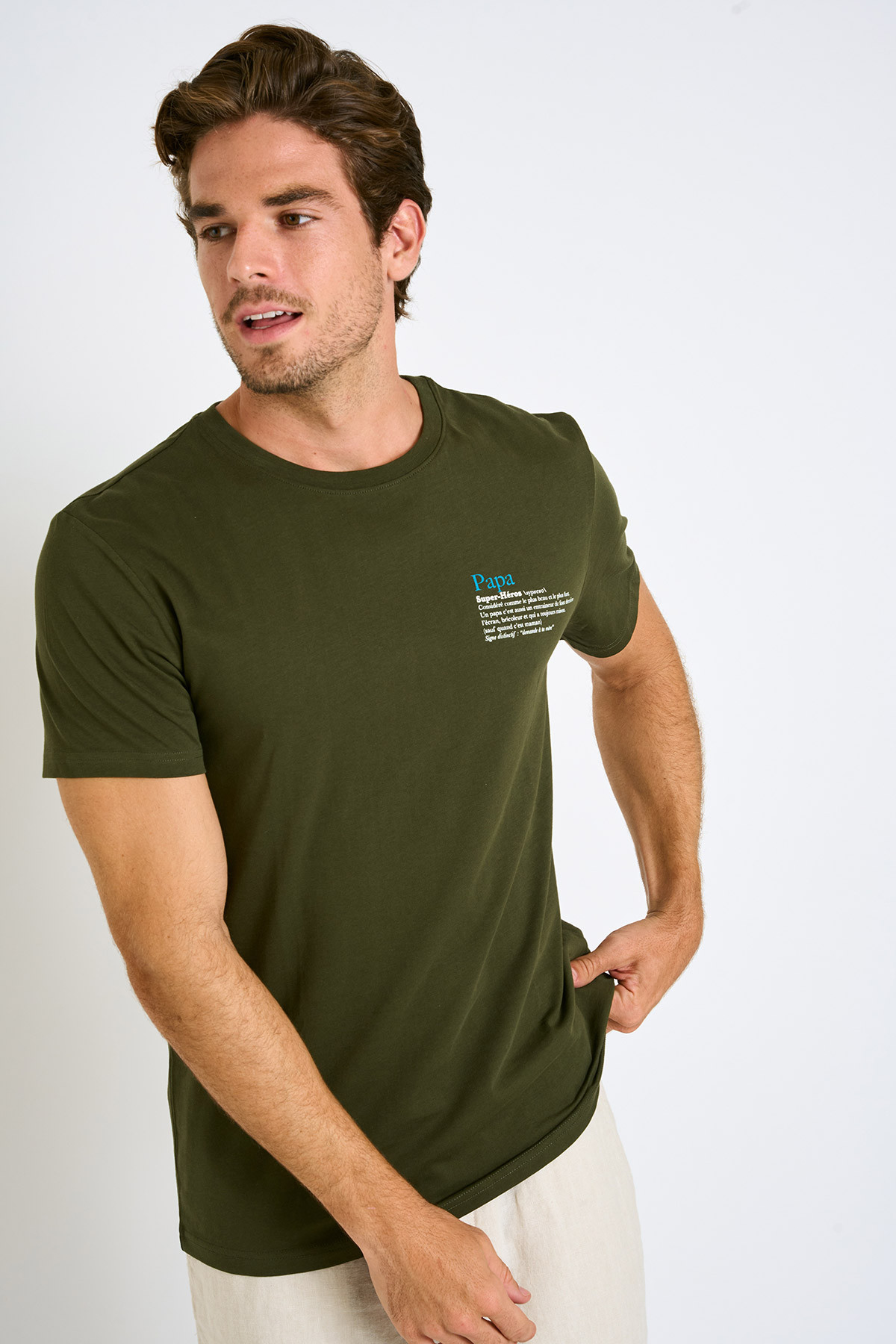 T-shirt kaki manches courtes YANNPAP DICTIO - 0
