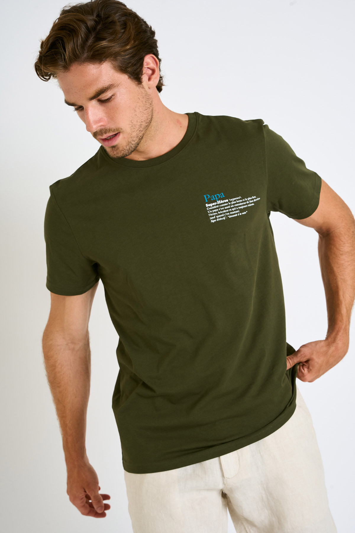 T-shirt kaki manches courtes YANNPAP DICTIO - 5