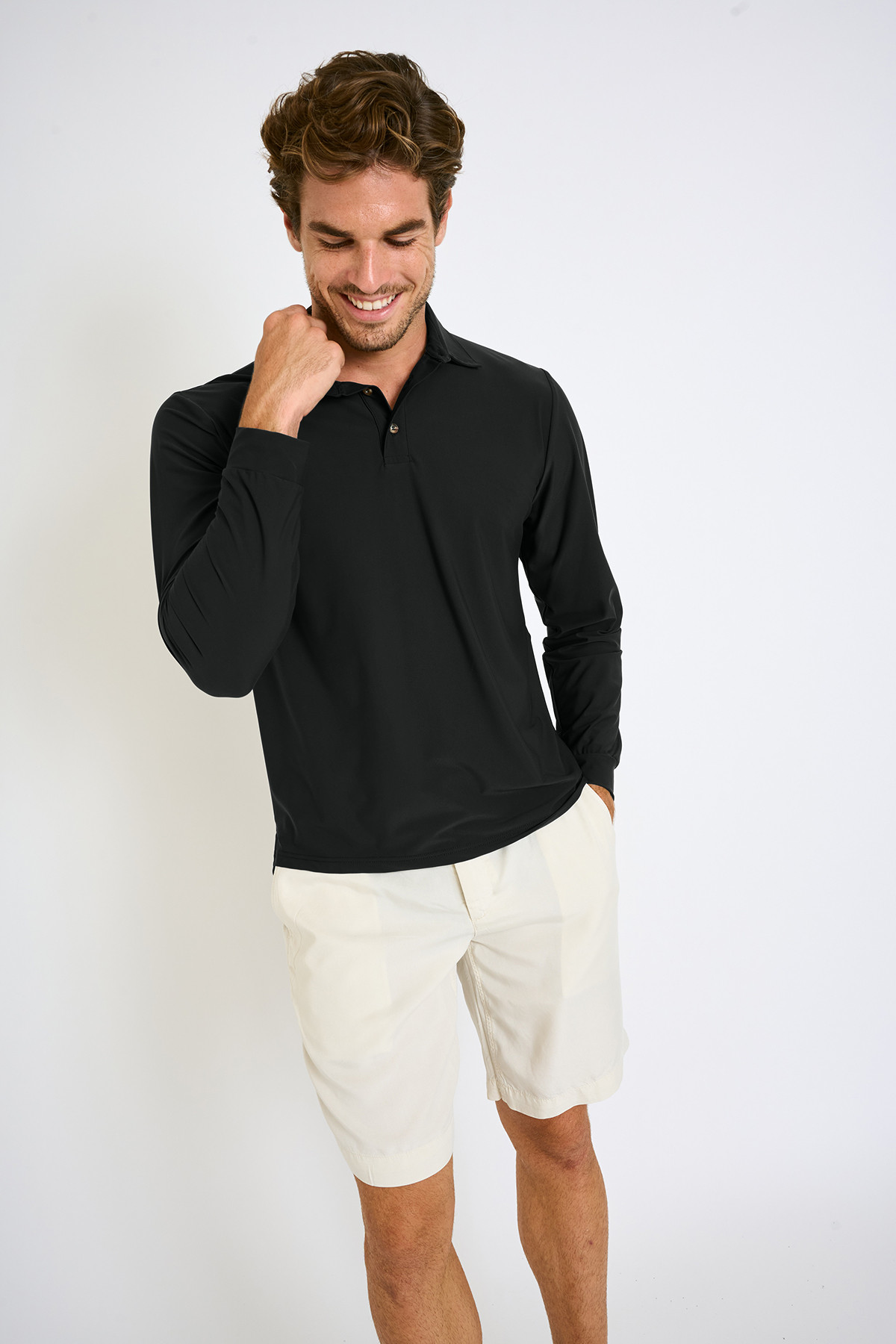 Polo manches longues noir CARL BAIABLUE - 2