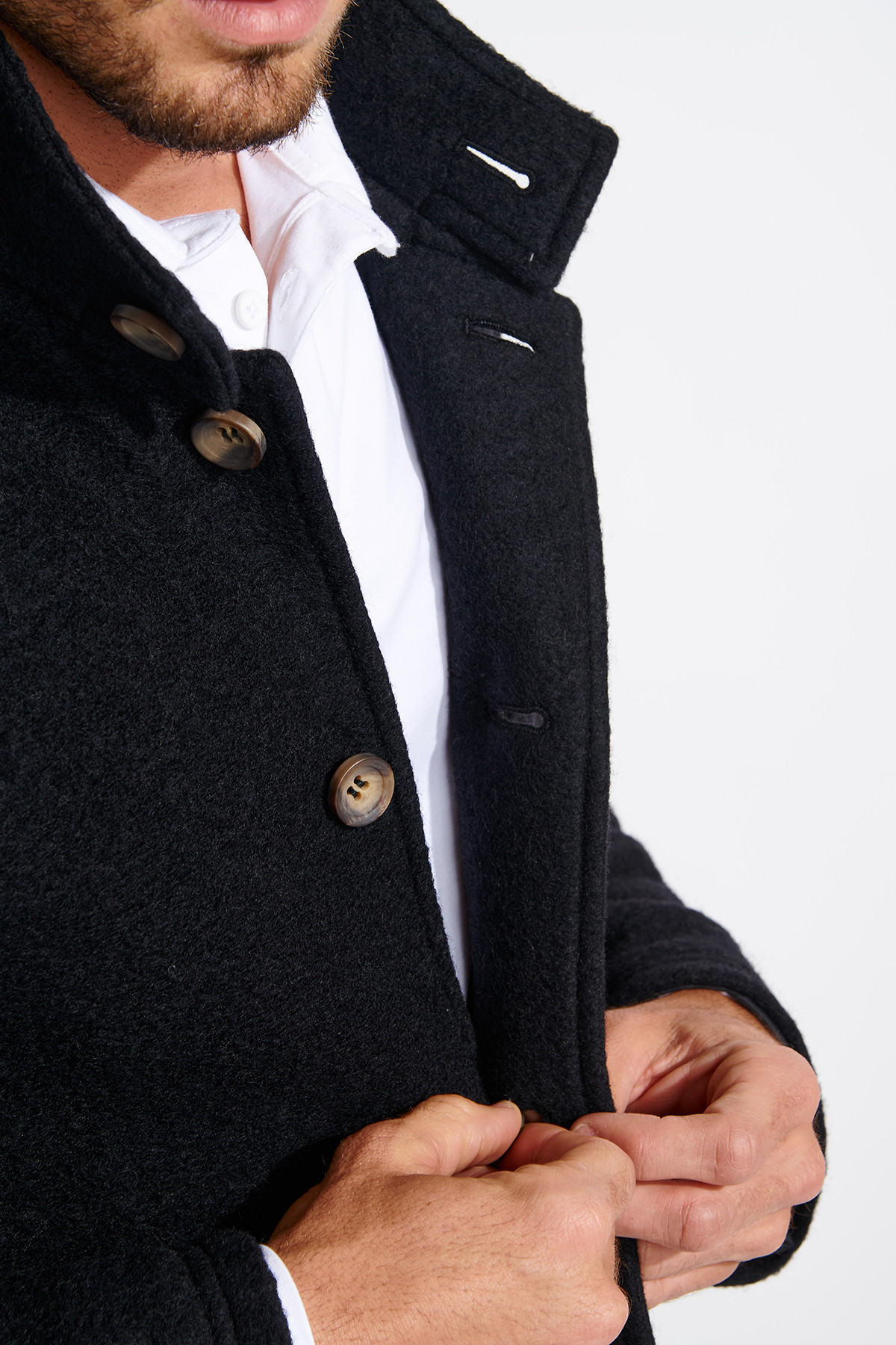 MANTEAU NOIR UMBERTO KARALIS - 6