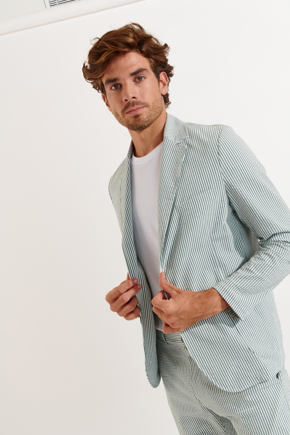 Veste rayée vert NIKO CALVI - 3