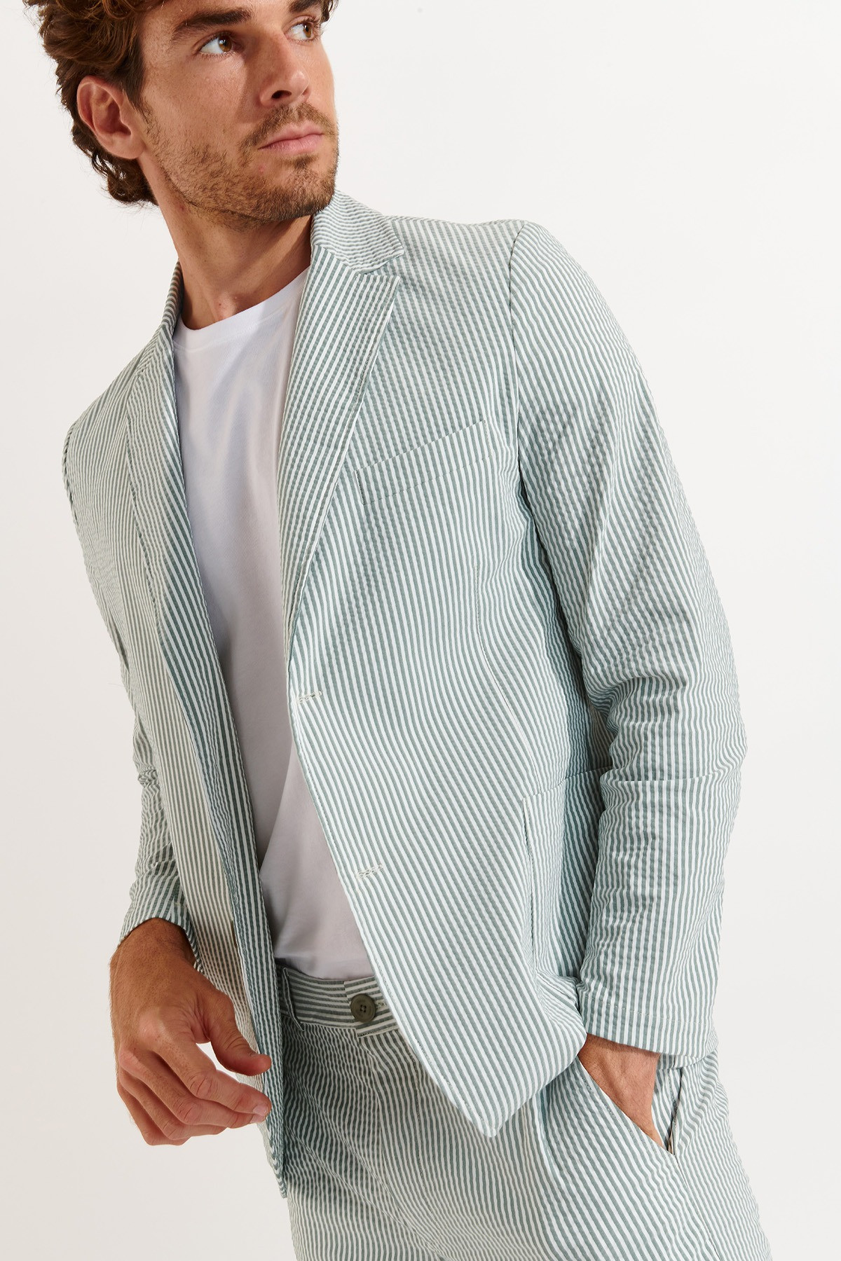 Veste rayée vert NIKO CALVI - 0