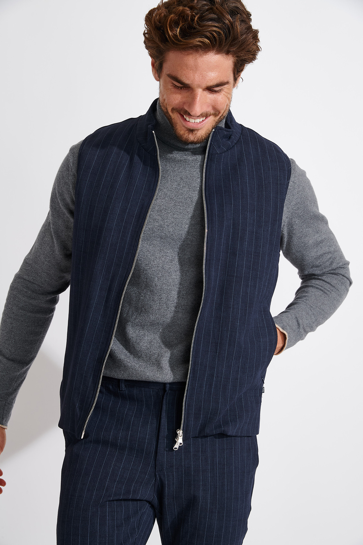 Veste sans manche bleu marine MARKUS SORENTO - 3
