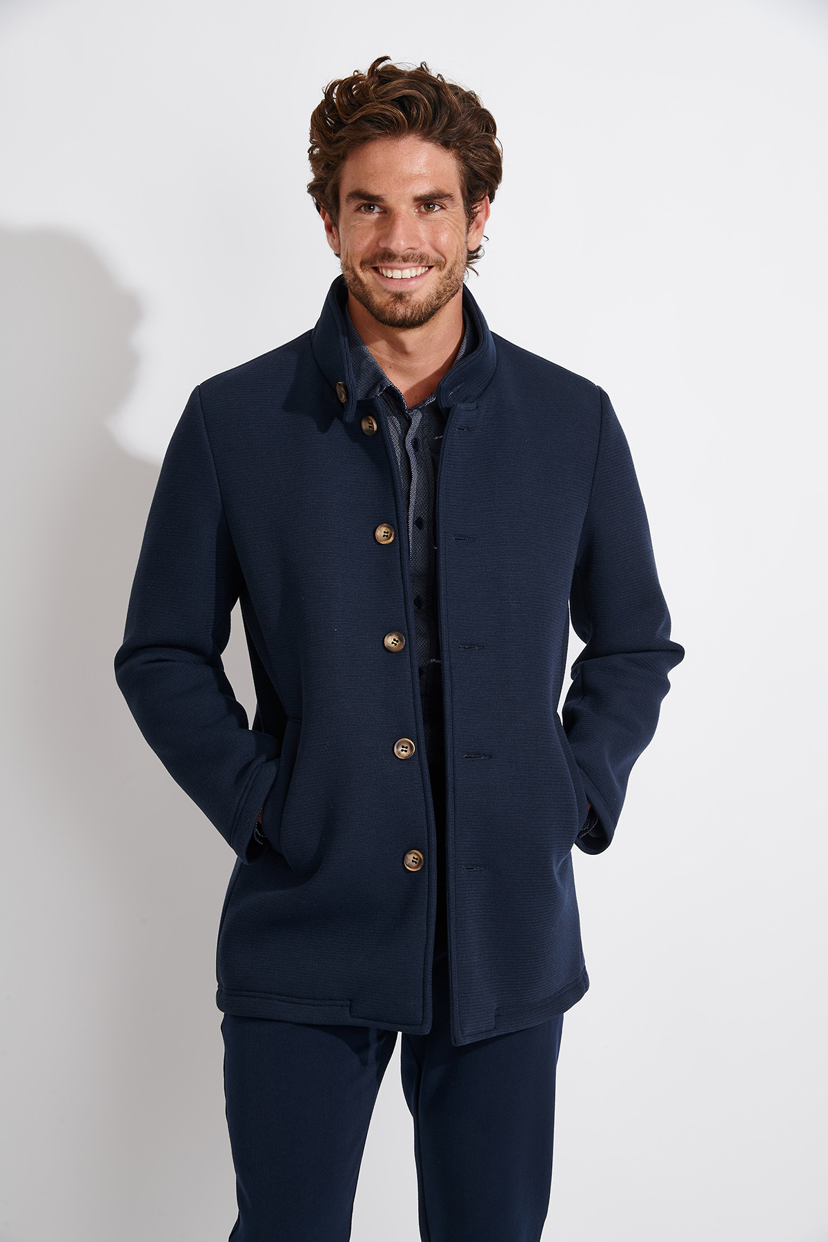 Manteau marine UMBERTO BERGAME - 8