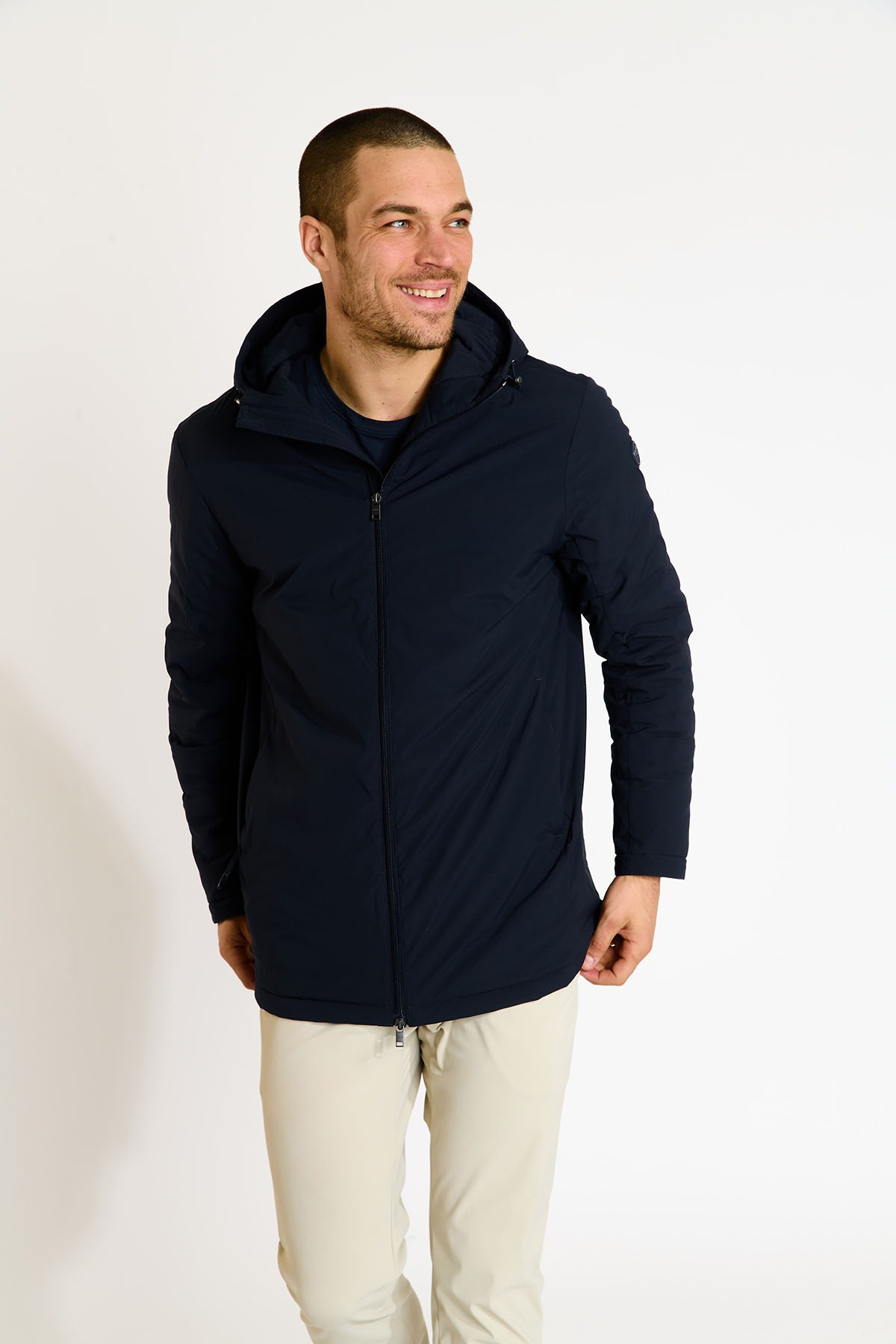 Parka à capuche bleu marine ALFONSE MORANO - 0