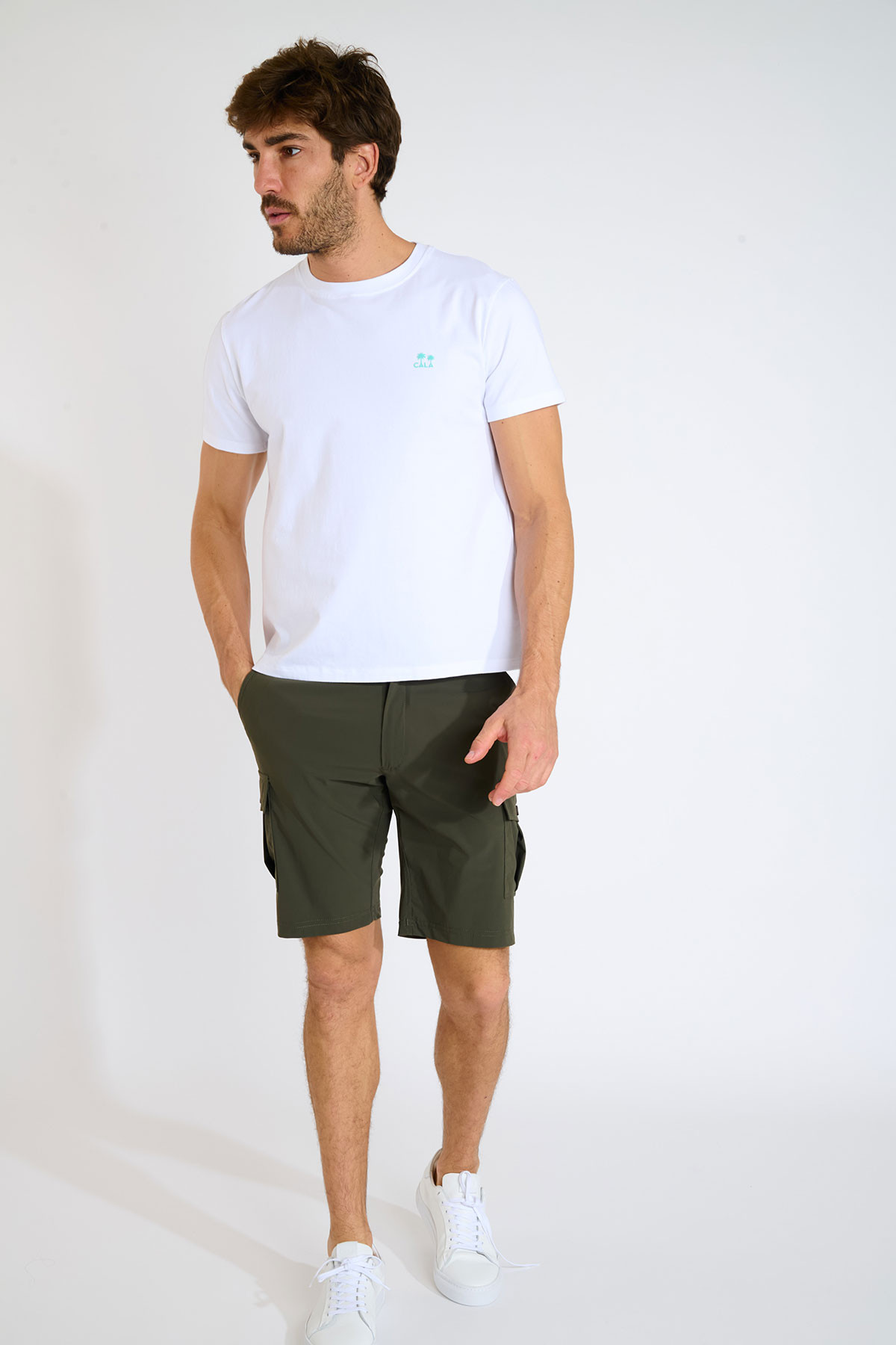 T-shirt blanc et jaune imprimé palmier THEOPALMCOLOR NAVIGLIO - 3