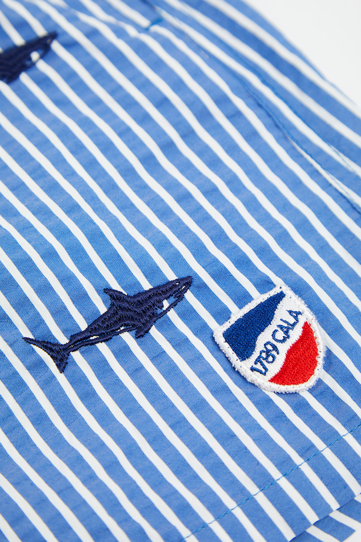 Short de Bain rayure Marine - Broderie Requin SWIMSHORT SHARK - 1