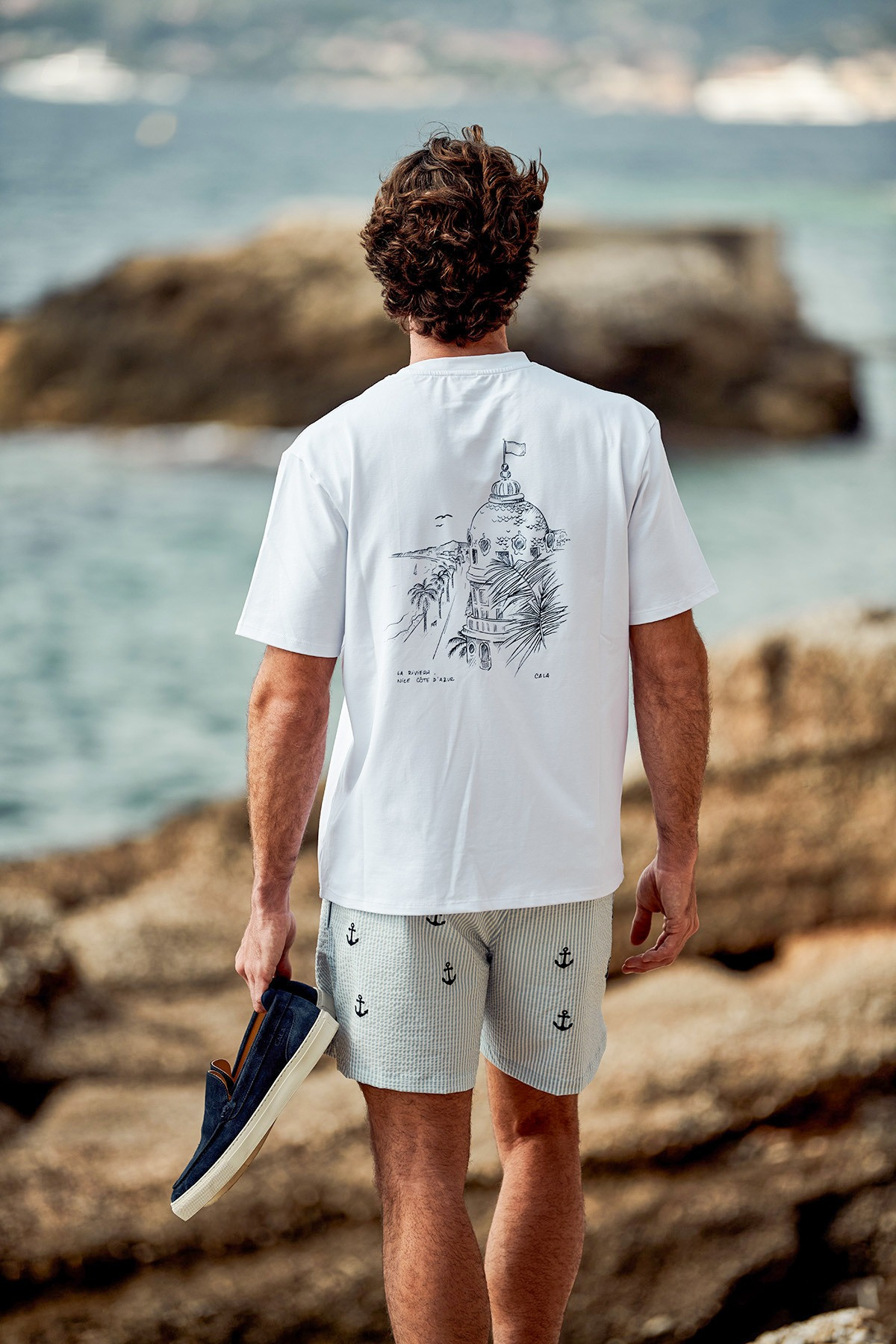 T-shirt blanc imprimé promenade de Nice THEOPROM NAVIGLIO - 5