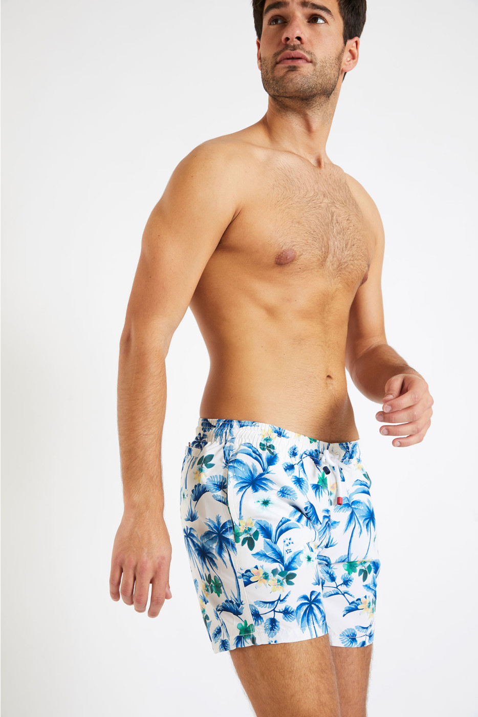 Short de bain blanc et bleu imprimé tropical MANU HAENA - 2