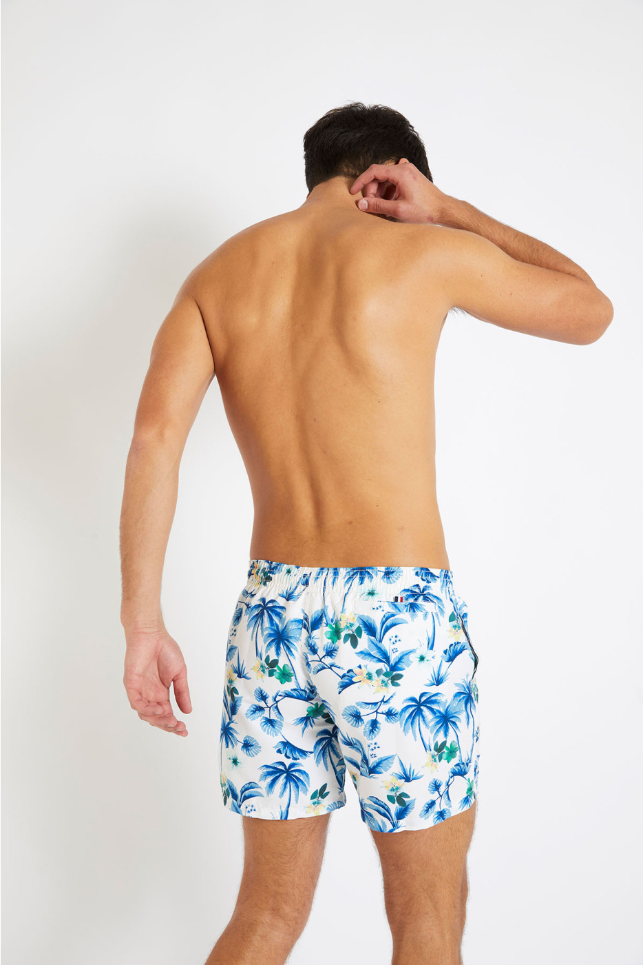 Short de bain blanc et bleu imprimé tropical MANU HAENA - 3