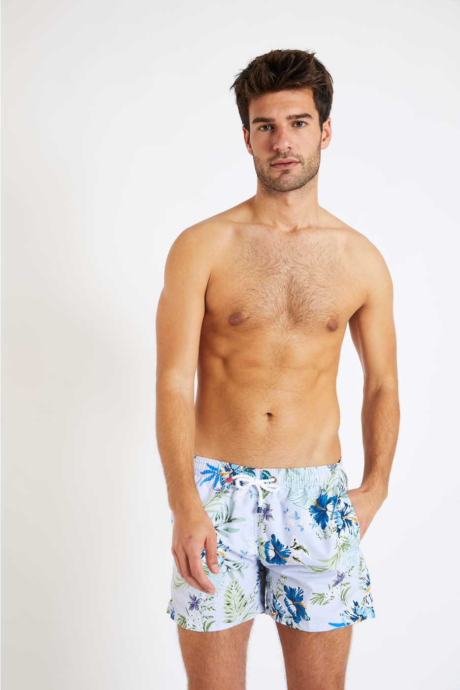 Short de bain bleu ciel imprimé tropical MANU MOLOA - 2