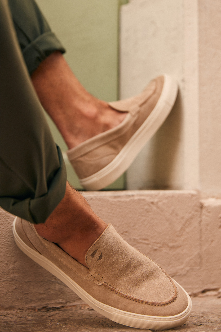Espadrilles beige cuir LEON MARINELLA  - 8