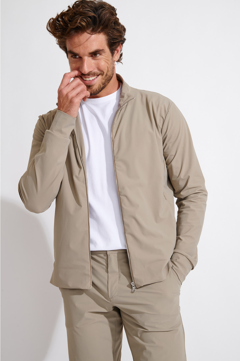 Veste zipée beige Luc Lescada - 1