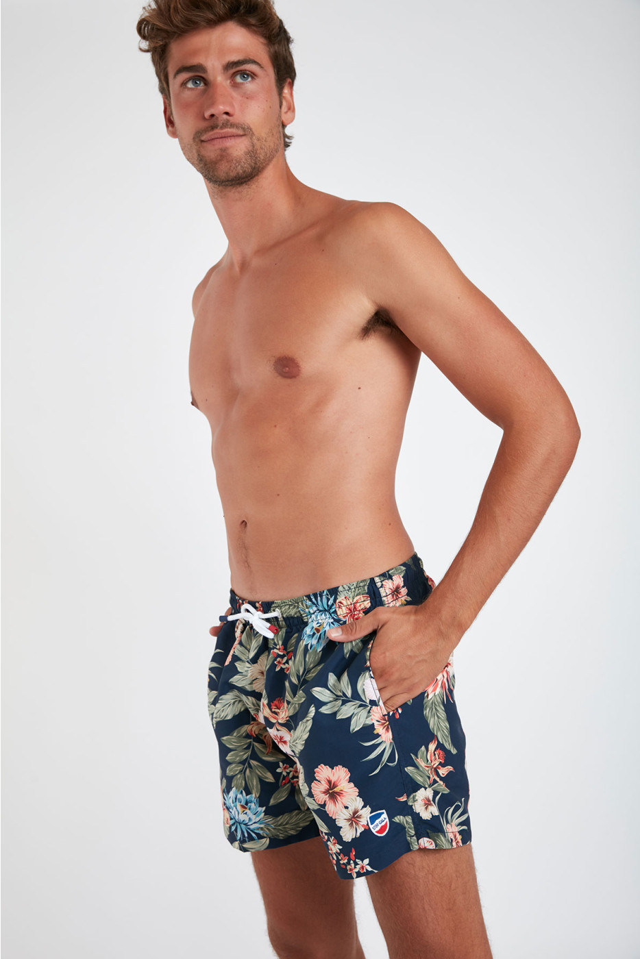 Short de bain marine imprimé tropical MANU SANTALINA - 1