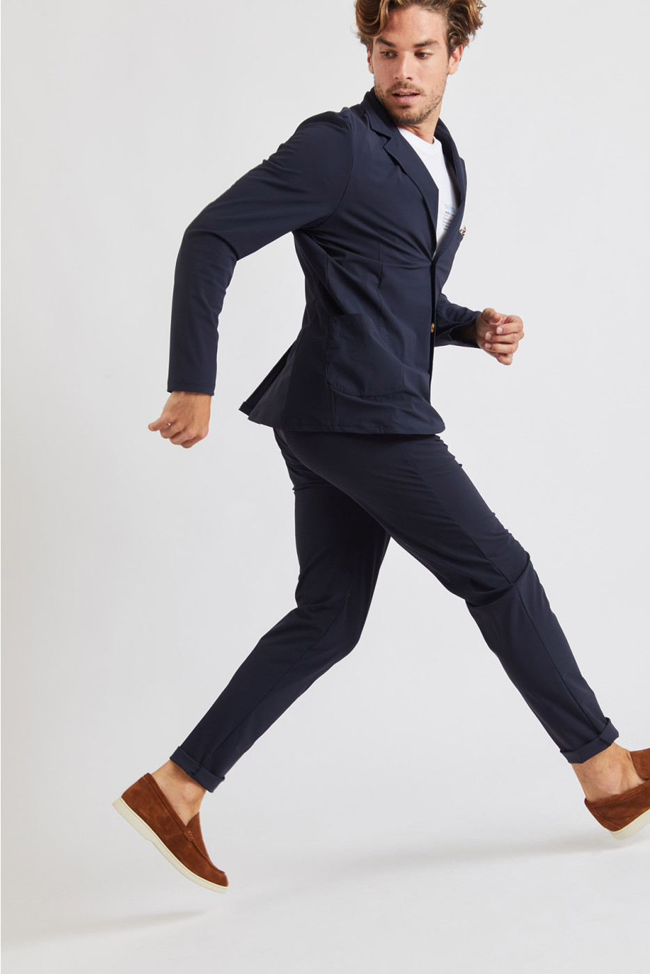 Pantalon stretch bleu marine - SERGE LESCADA