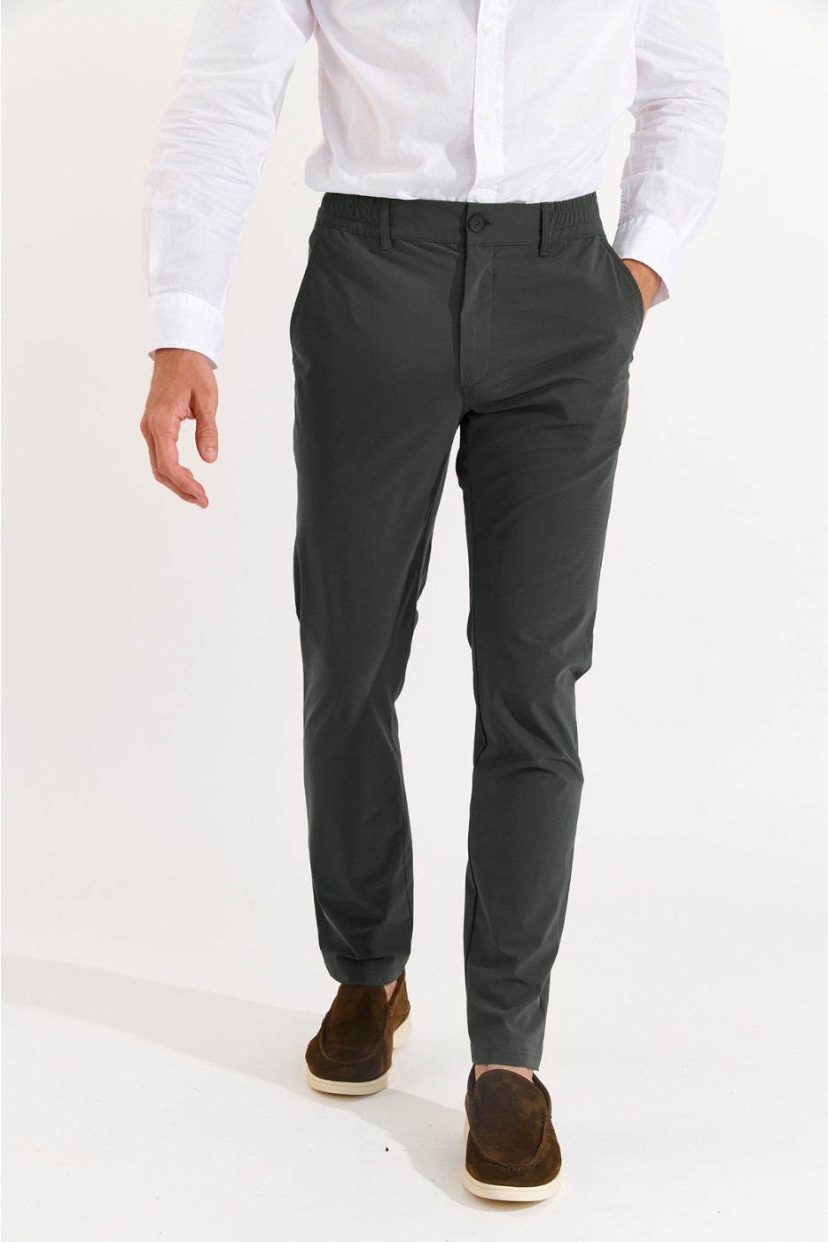 Pantalon stretch vert sapin SERGE LESCADA