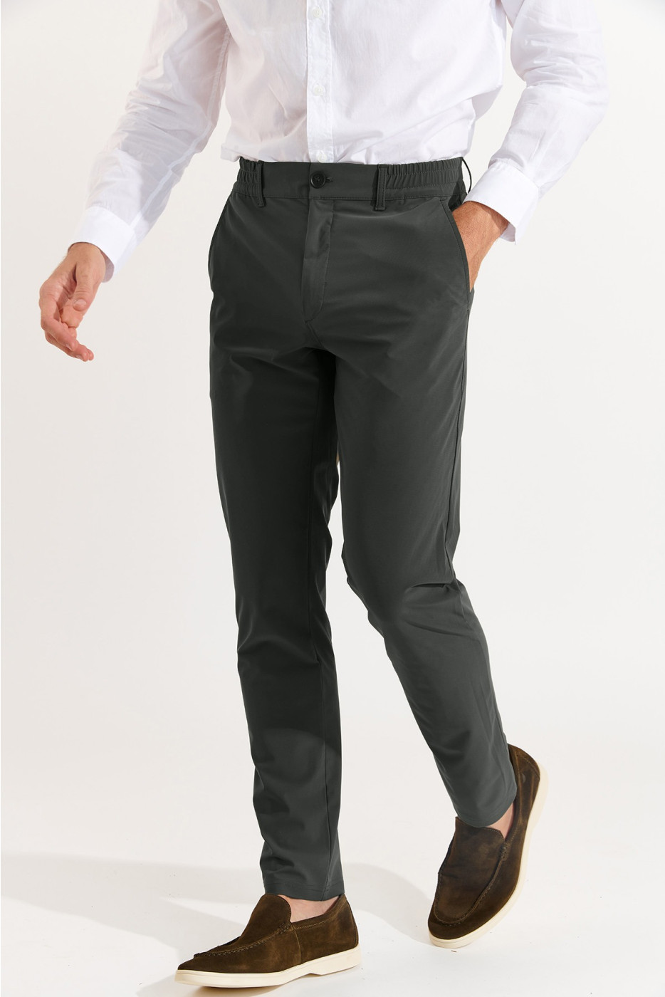 Pantalon stretch vert sapin SERGE LESCADA