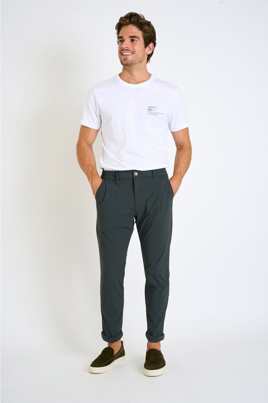 T-shirt blanc en coton Apéro YANNAPE DICTIO - 4