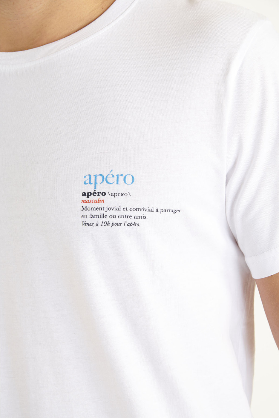 T-shirt blanc en coton Apéro YANNAPE DICTIO - 5
