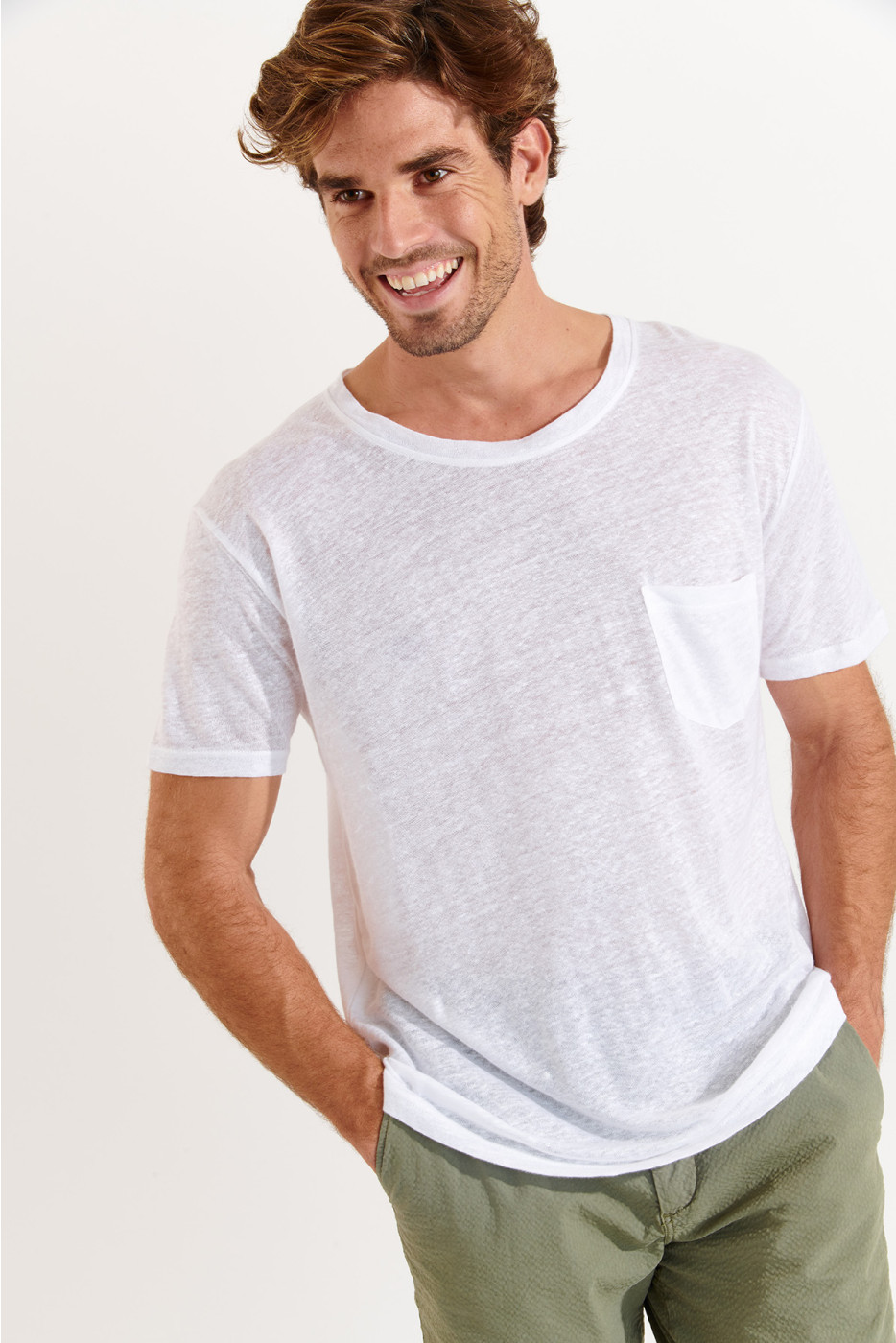 Tshirt en lin blanc Collection Homme CYRIL LIN  