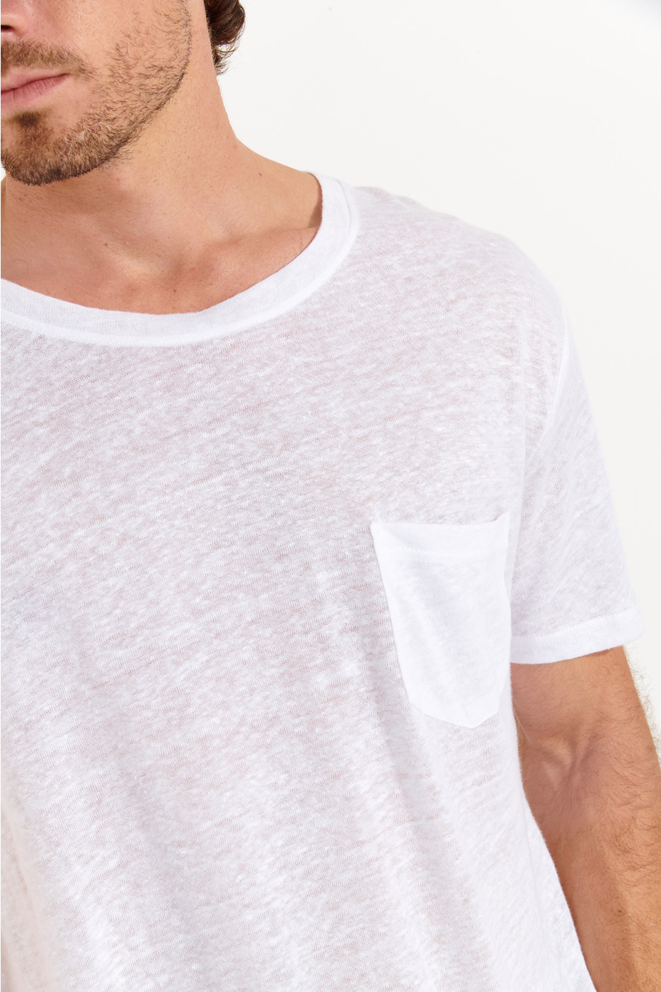 Tshirt en lin blanc Collection Homme CYRIL LIN  