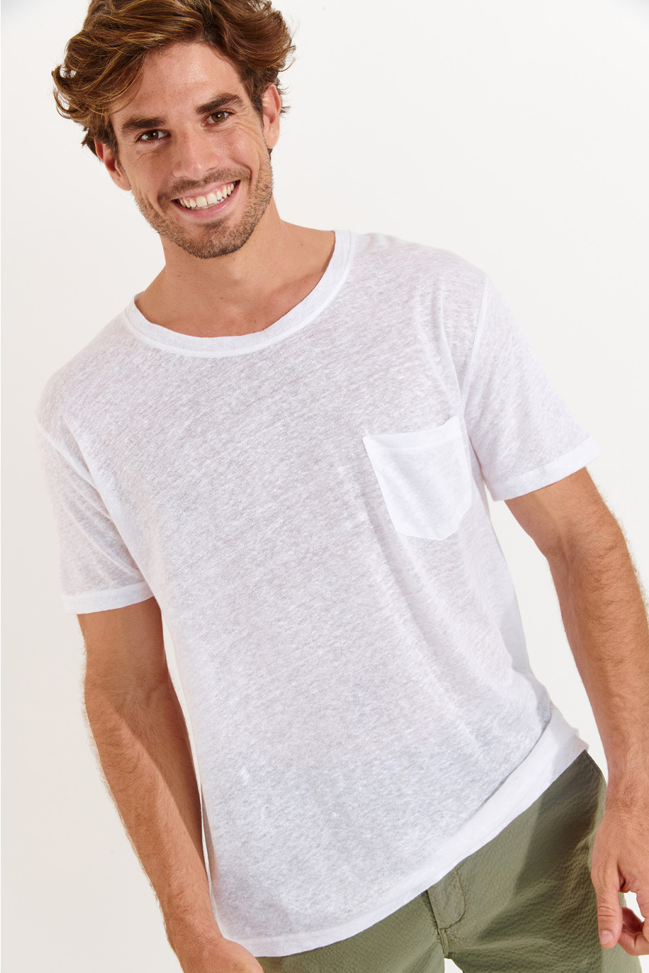 Tshirt en lin blanc Collection Homme CYRIL LIN  