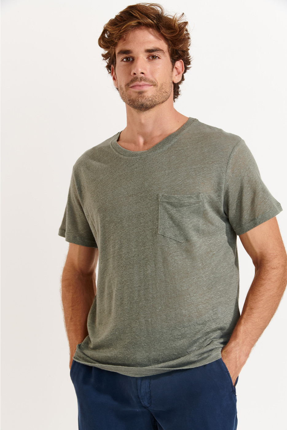 Tshirt en lin kaki Collection Homme CYRIL LIN   - 4