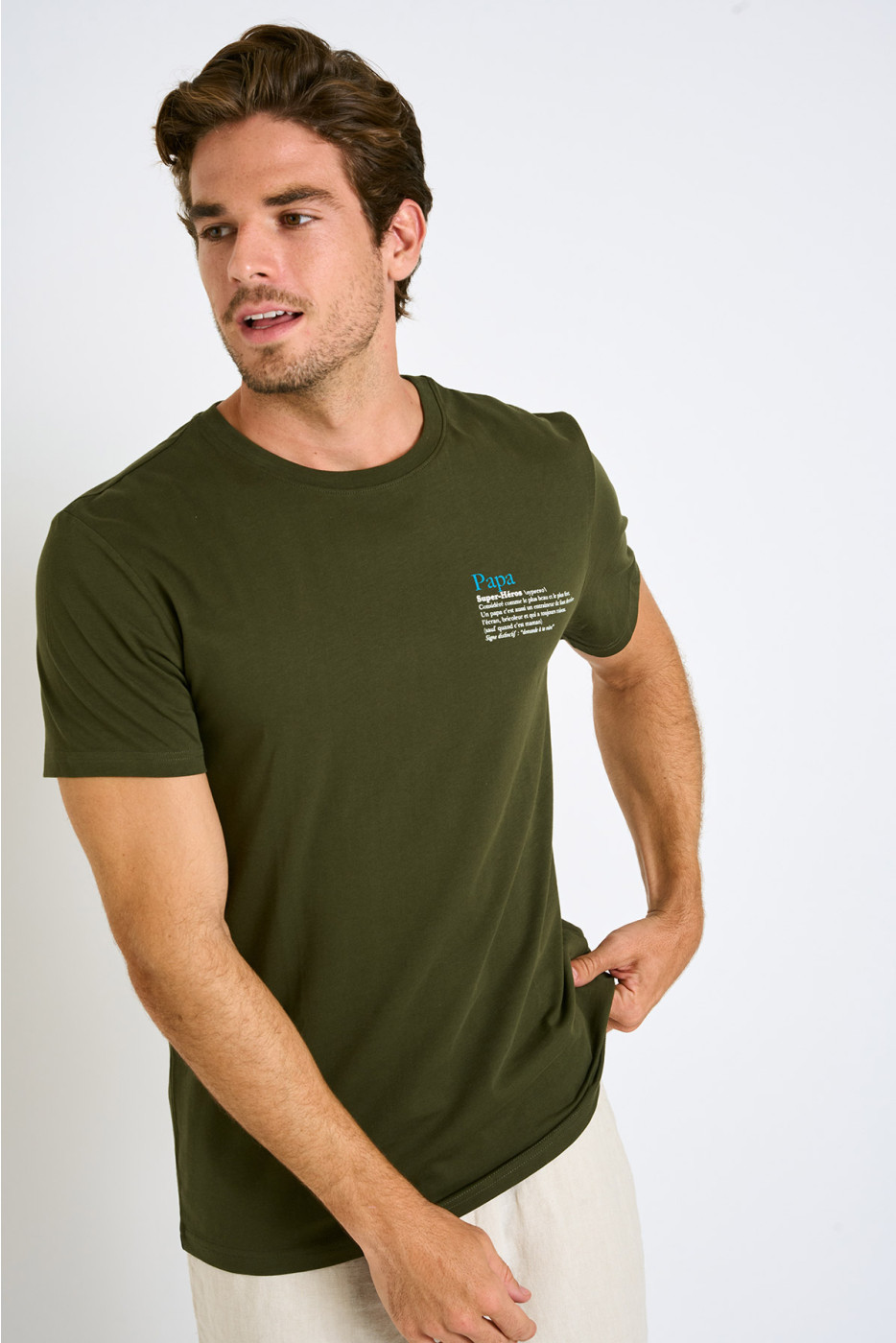 T-shirt kaki manches courtes YANNPAP DICTIO - 2