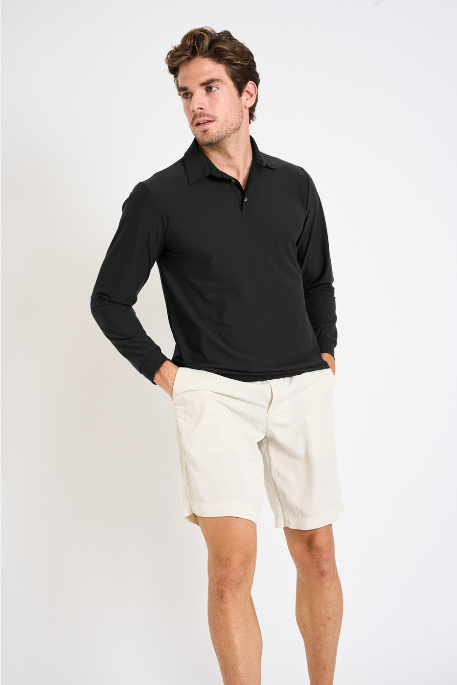 Polo manches longues noir CARL BAIABLUE - 2