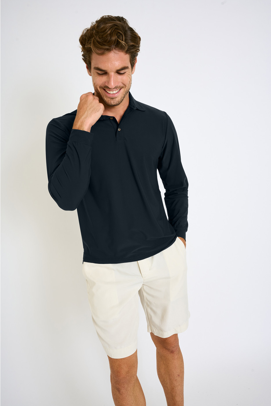 Polo manches longues bleu marine CARL BAIABLUE - 2