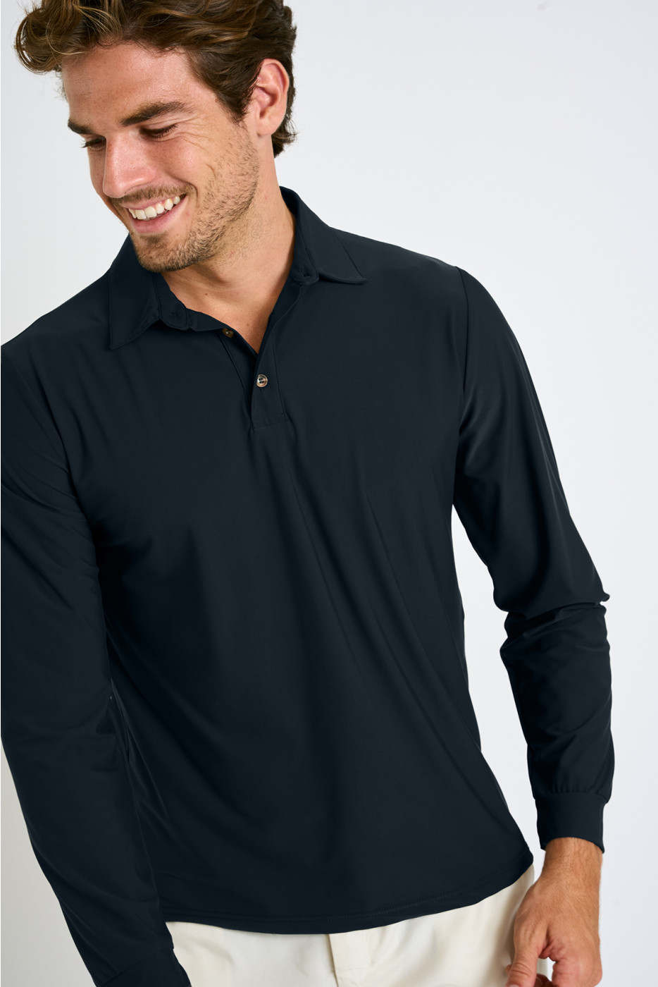 Polo manches longues bleu marine CARL BAIABLUE - 3
