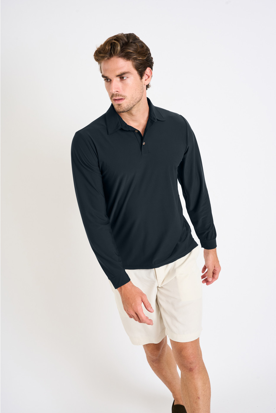 Polo manches longues bleu marine CARL BAIABLUE - 5
